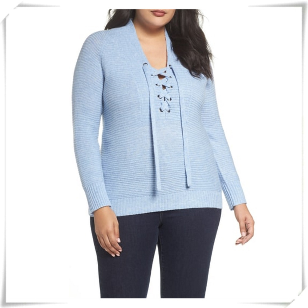 Lucky Brand Lace-Up Front Plus Size Sweater